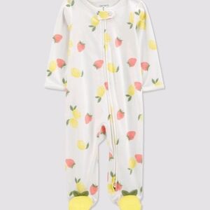 Carter's White and Yellow Footie One Piece with Fruit Print